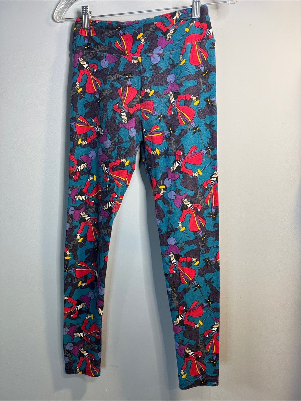 Kids Teal Leggings with Red & Purple Character Print(Captan Hook)